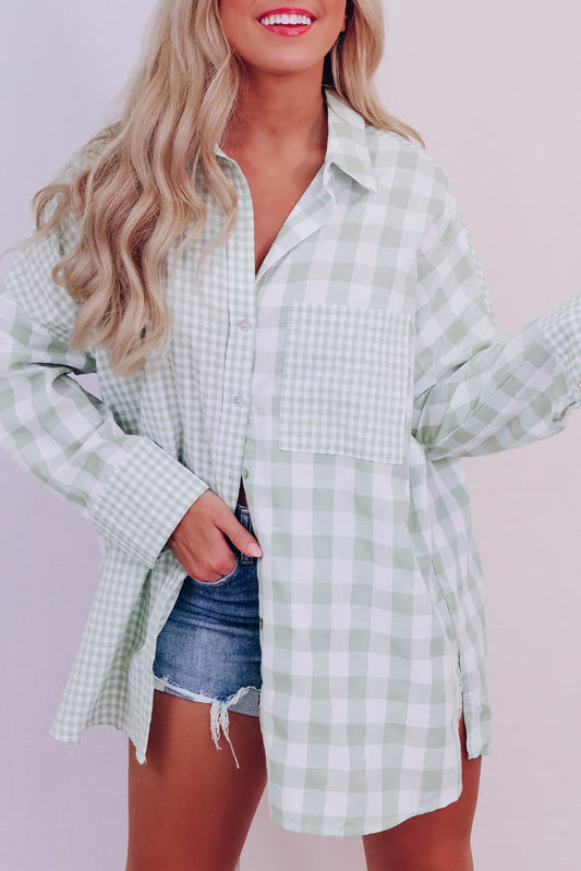 Checker Patchwork Long Sleeve Shirt