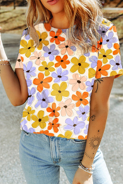 Floral Round Neck T-Shirt