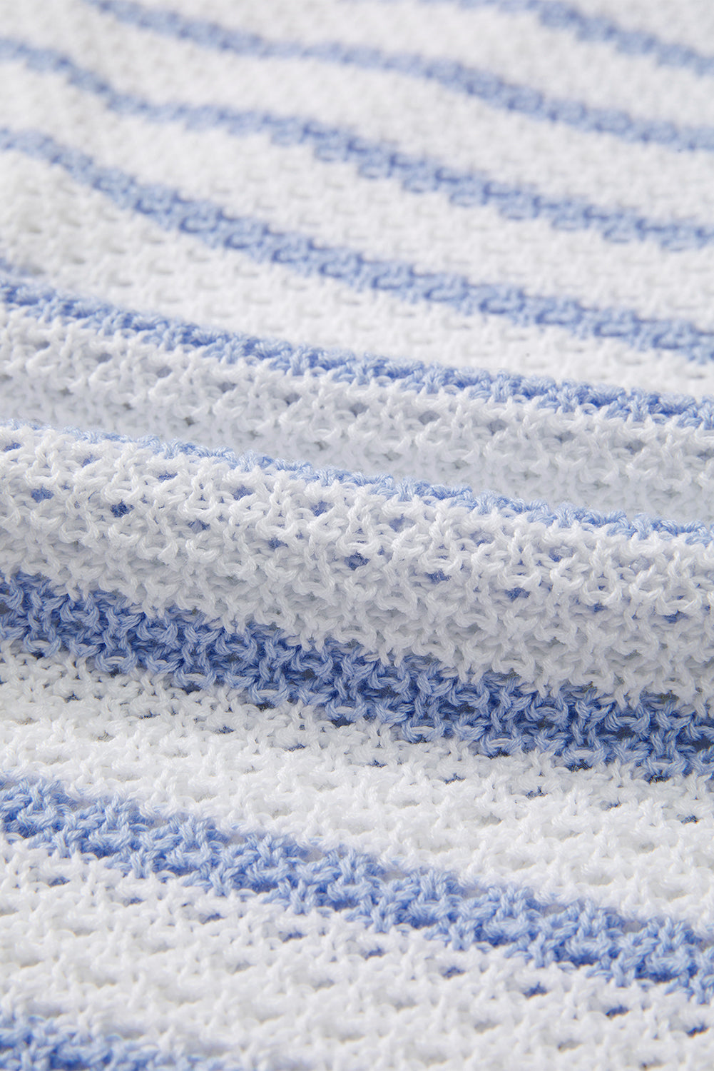 Stripe Buttoned V-Neck Sweater Knit Top