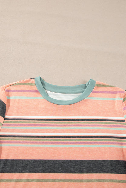 Stripe Short Sleeve Crew Neck T-Shirt