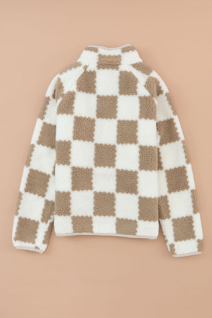 Checker Sherpa Snap Button Jacket