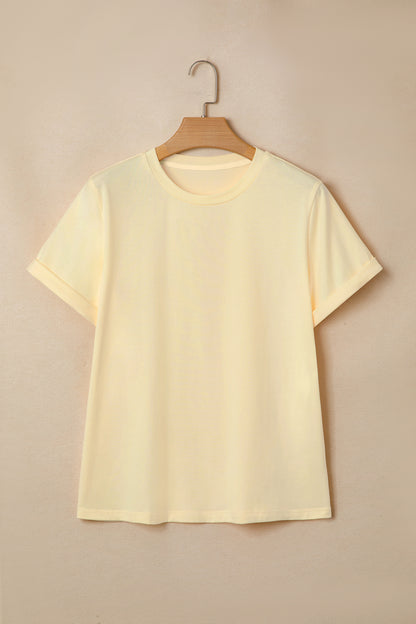 Solid Short Sleeve Crew Neck Tee