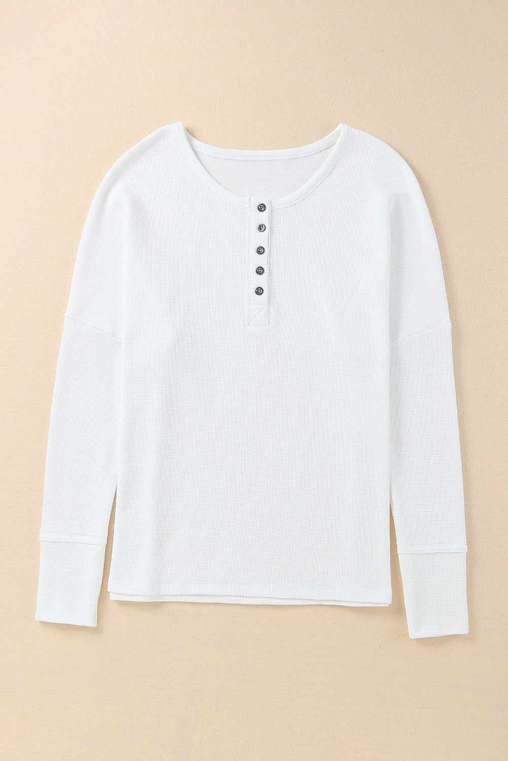 Waffle Henley Long Sleeve Top