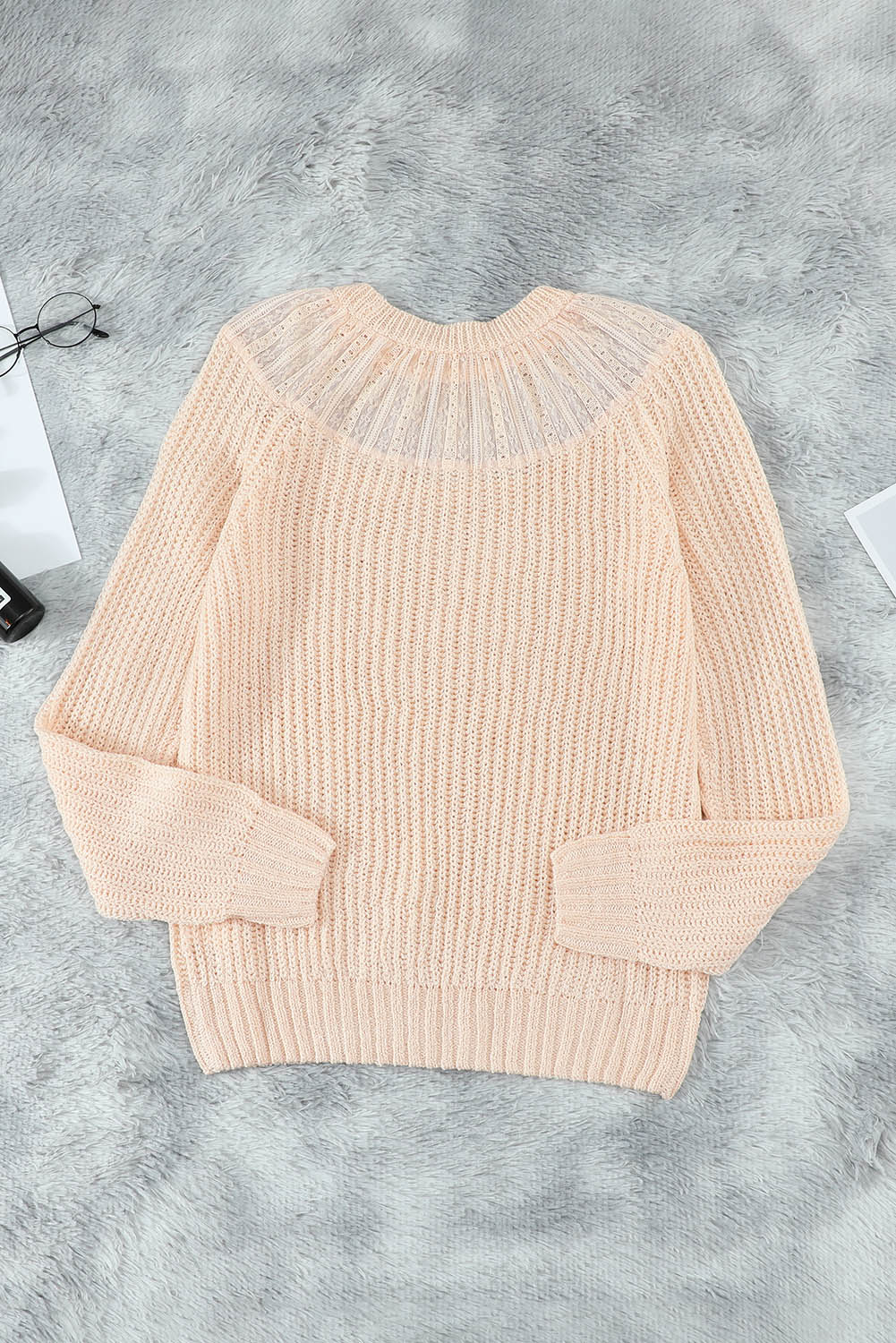 Lace Round Neck Knit Sweater