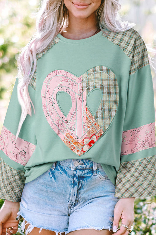 Floral Peace Heart Long Sleeve Top