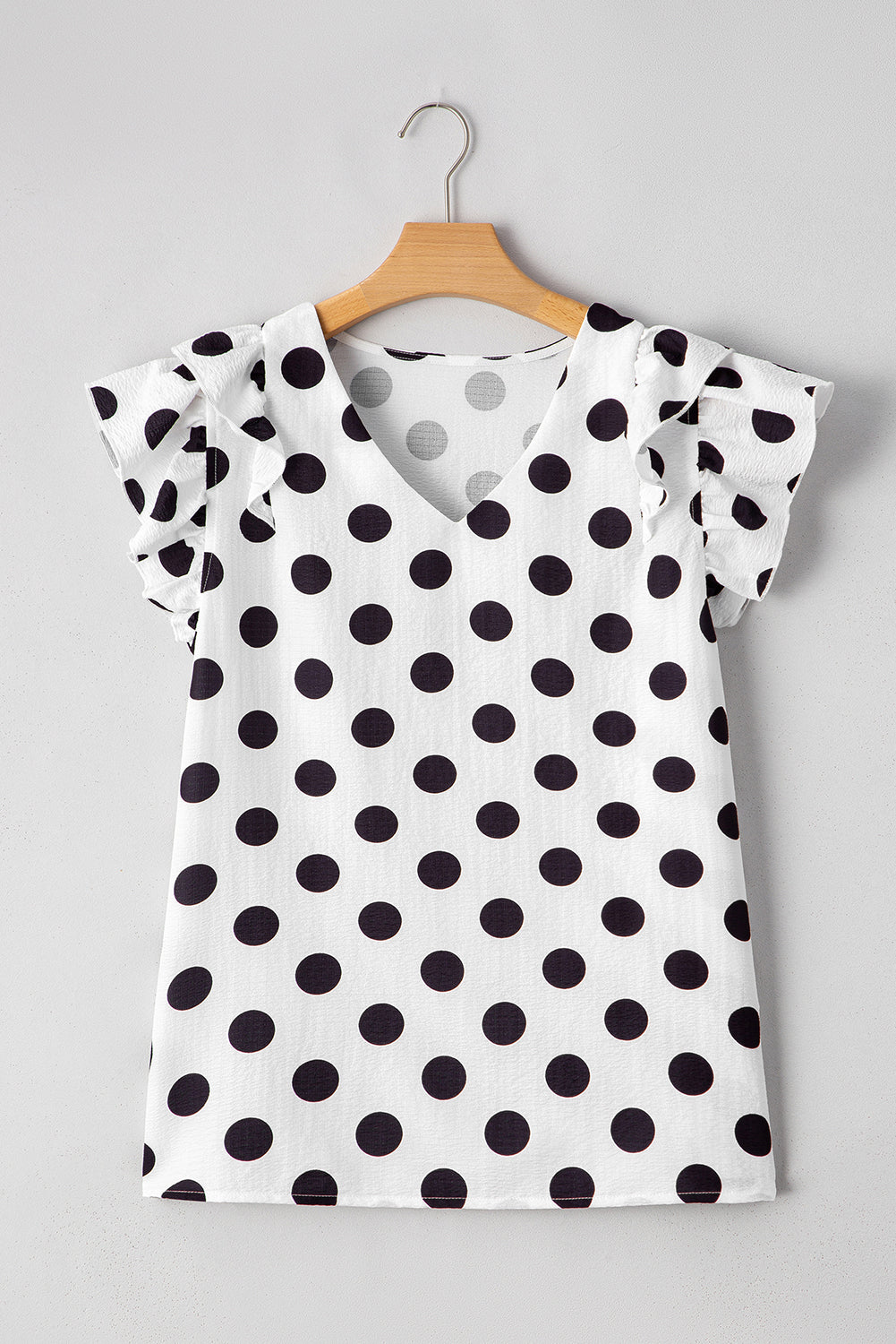 Polka Dot Ruffle Sleeve Blouse