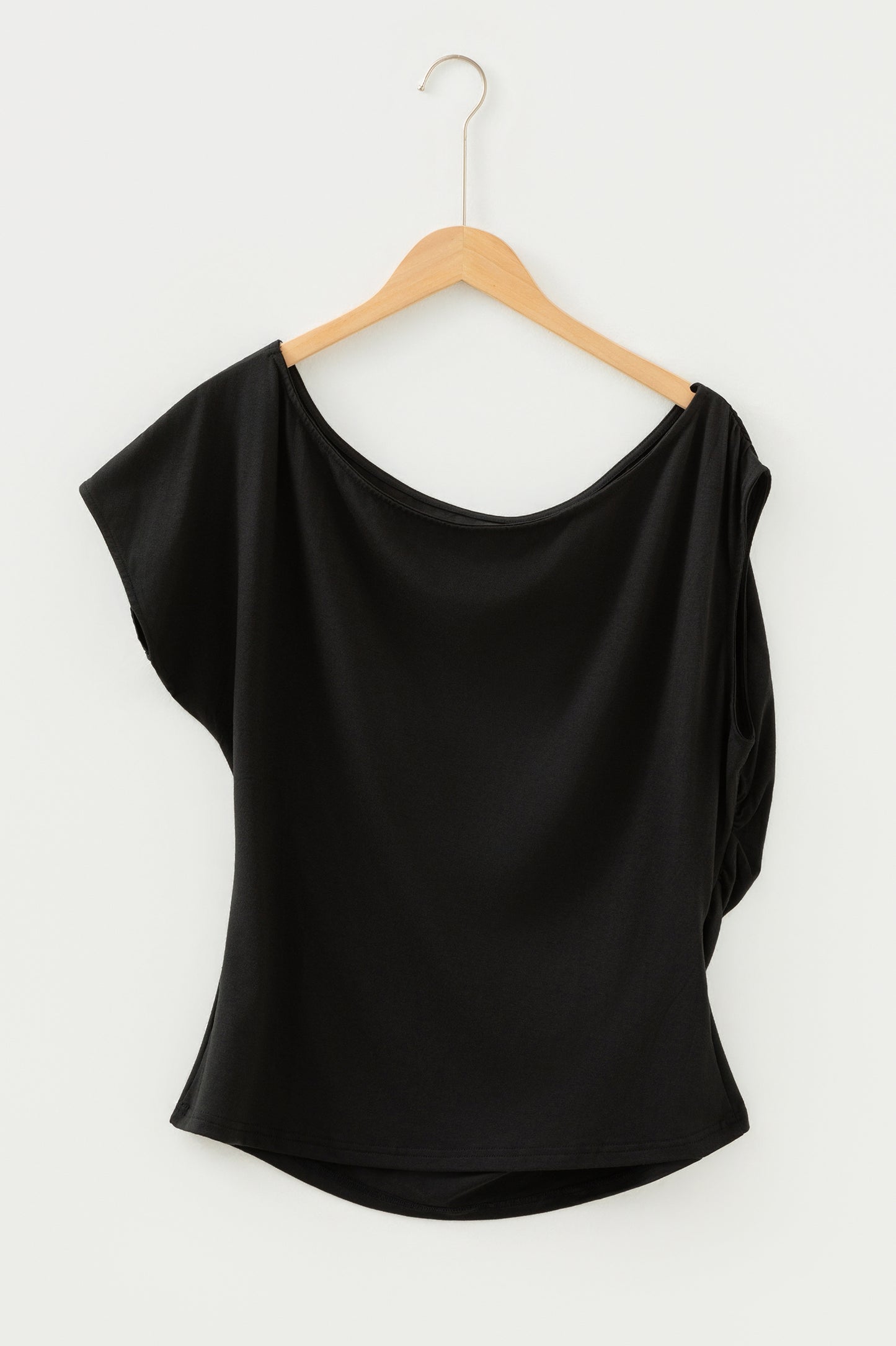 Plus Size Solid Asymmetric Neck Short Sleeve Blouse
