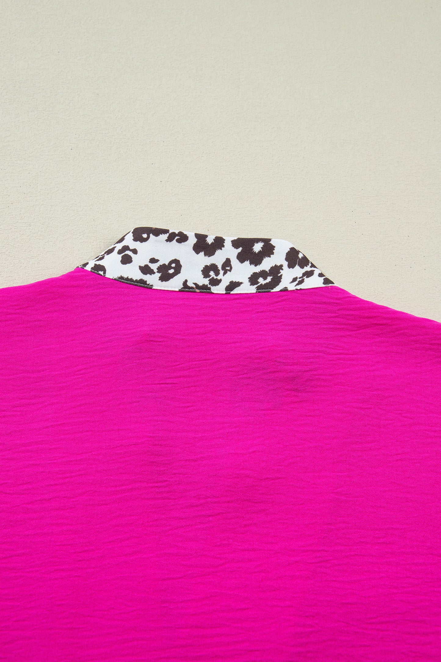 Leopard Patchwork Dolman Sleeve V-Neck Blouse