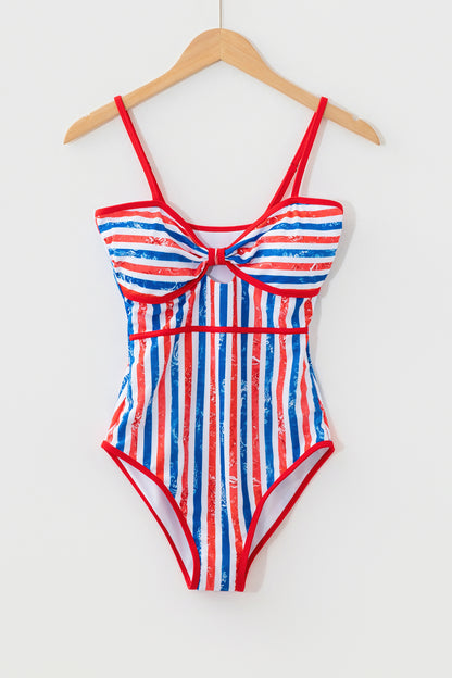 Americana Stripe Cutout Spaghetti Strap Swimsuit