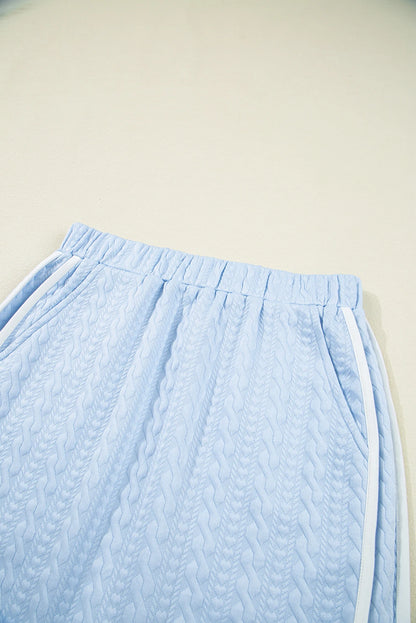 Textured Contrast Trim Crewneck Tee & Pocketed Skirt Set