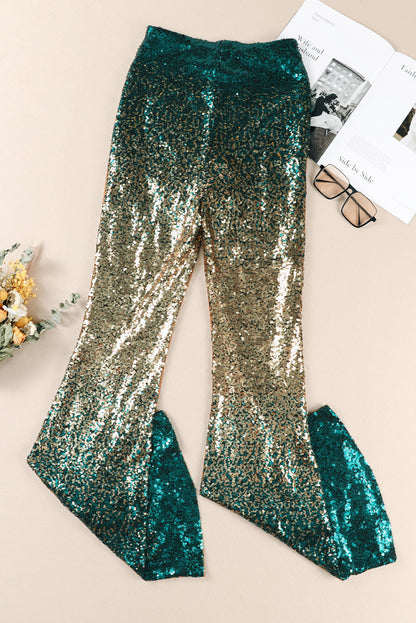 Sequin Gradient High Waist Flared Pants