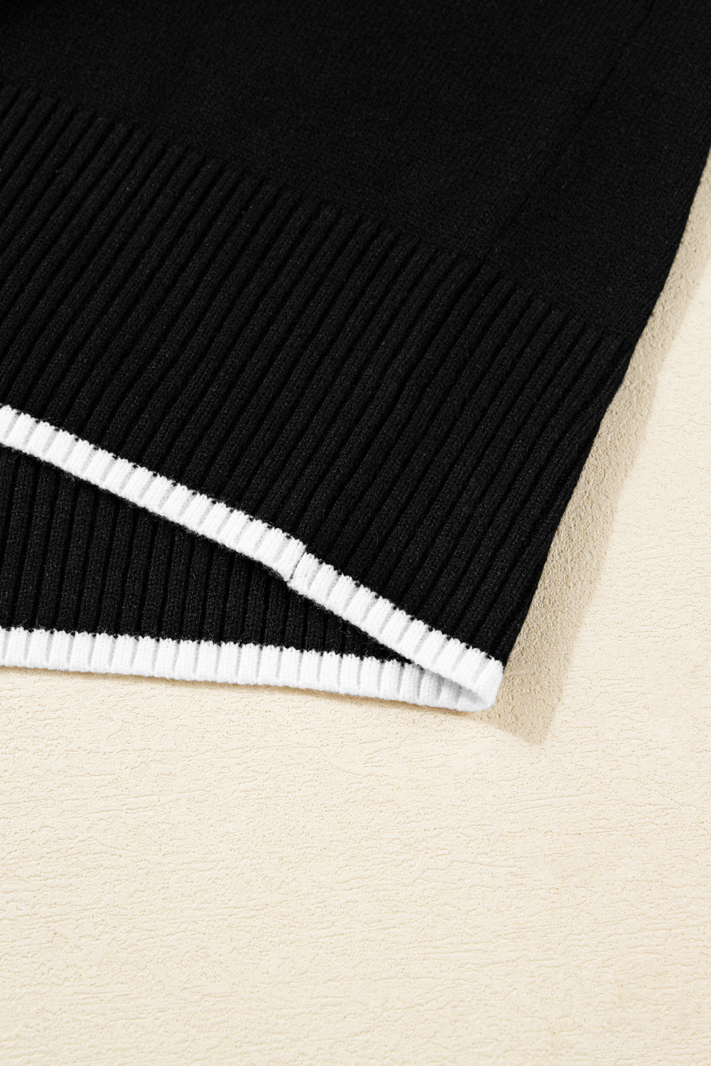 Bow Tie Contrast Trim Cropped Sweater