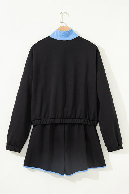 Colorblock Patchwork Pullover and Shorts Set