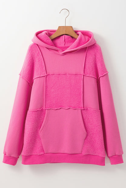 Fleece Patchwork Reverse Seam Hoodie