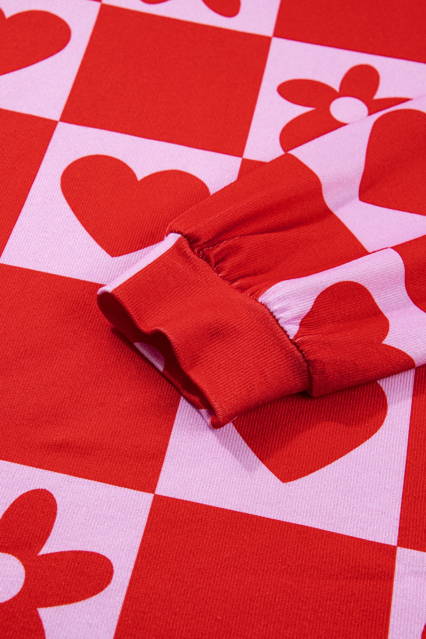 Valentine Heart & Flower Checker Long Sleeve Blouse