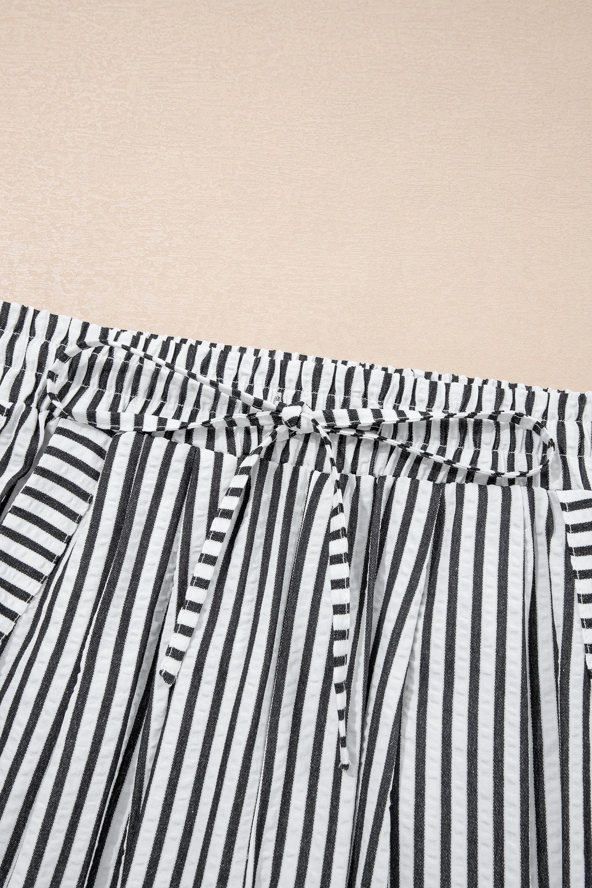 Plus Size Stripe Tie Waist Wide Leg Pants