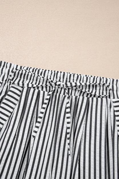 Plus Size Stripe Tie Waist Wide Leg Pants