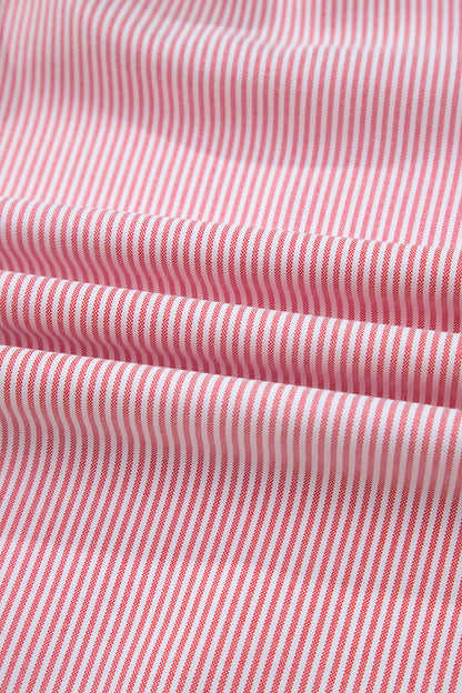 Stripe Frilled Split Neck Ruffle Sleeve Blouse