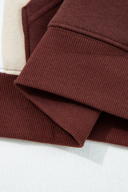 Colorblock Patchwork Kangaroo Pocket Hooded Sweatshirt