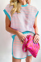 Colorblock Stripe Top and Shorts Set