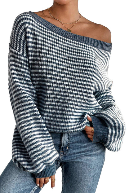 Stripe Lantern Sleeve Sweater