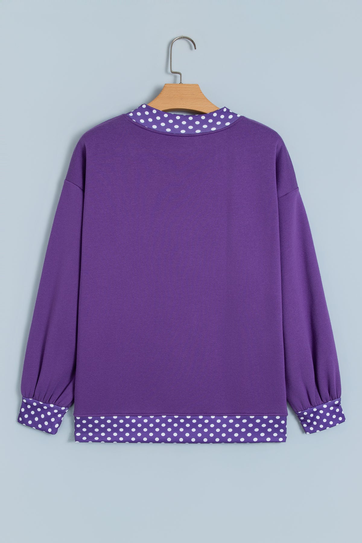 Polka Dot Contrast Trim Mock Neck Sweatshirt