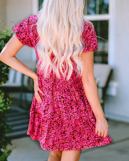 Floral Puff Sleeve Babydoll Dress