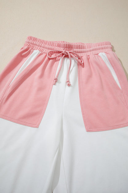 Colorblock Patchwork Tee & Drawstring Pant Set
