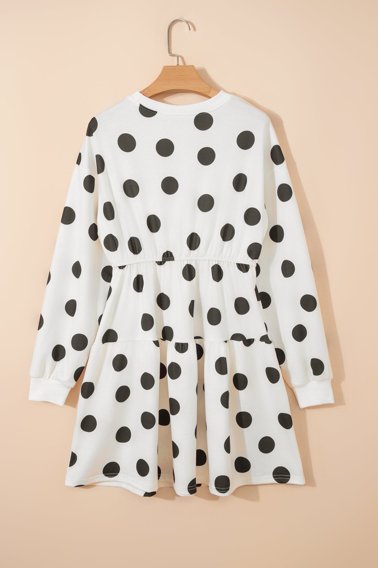 Polka Dot Long Sleeve Flared Mini Dress