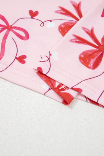 Valentine Bow Tee and Shorts Lounge Set