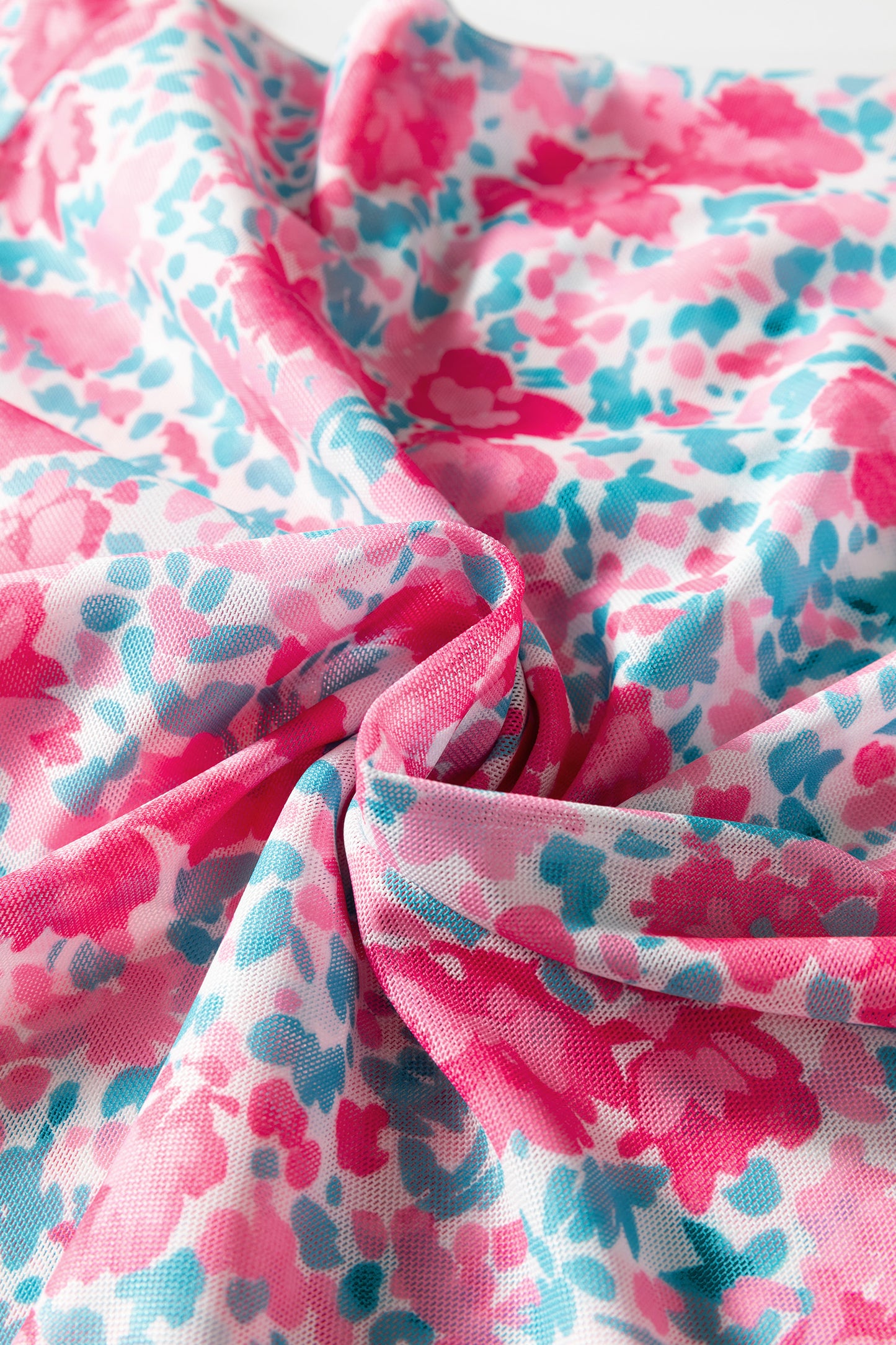 Floral Mesh Long Sleeve Mock Neck Top