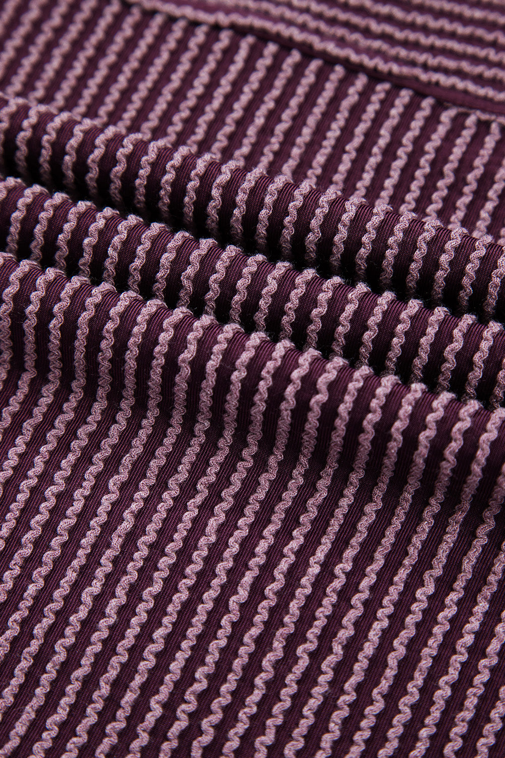 Solid Corded Knit Mock Neck T-Shirt