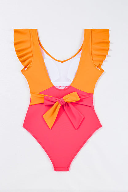 Colorblock Backless One Piece Swimsuit