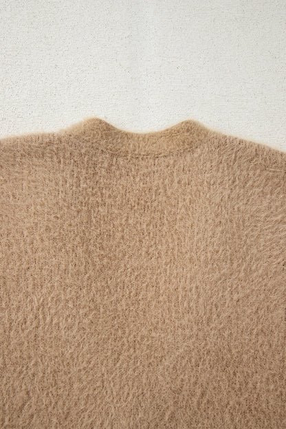 Solid Fuzzy Button-Front Cardigan