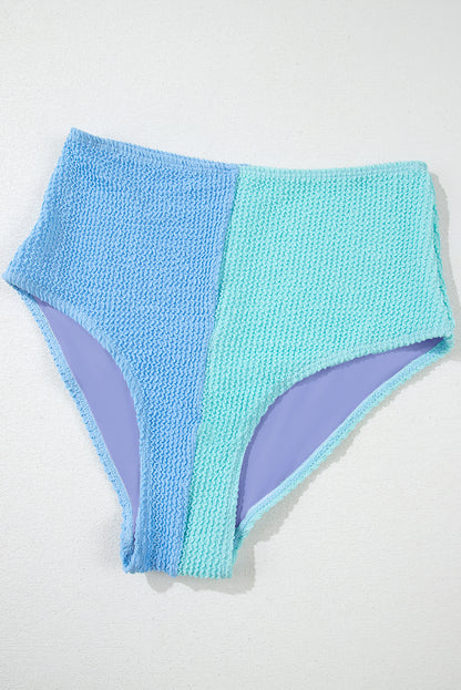 Colorblock Corded Top & High Waist Bikini Set