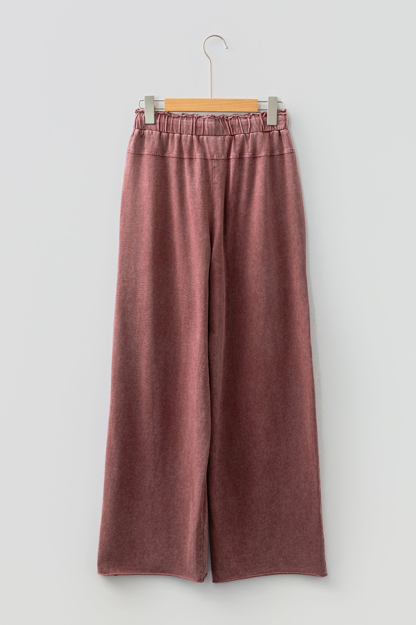 Mineral Wash High Waist Raw Hem Pants