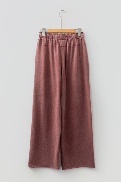 Mineral Wash High Waist Raw Hem Pants