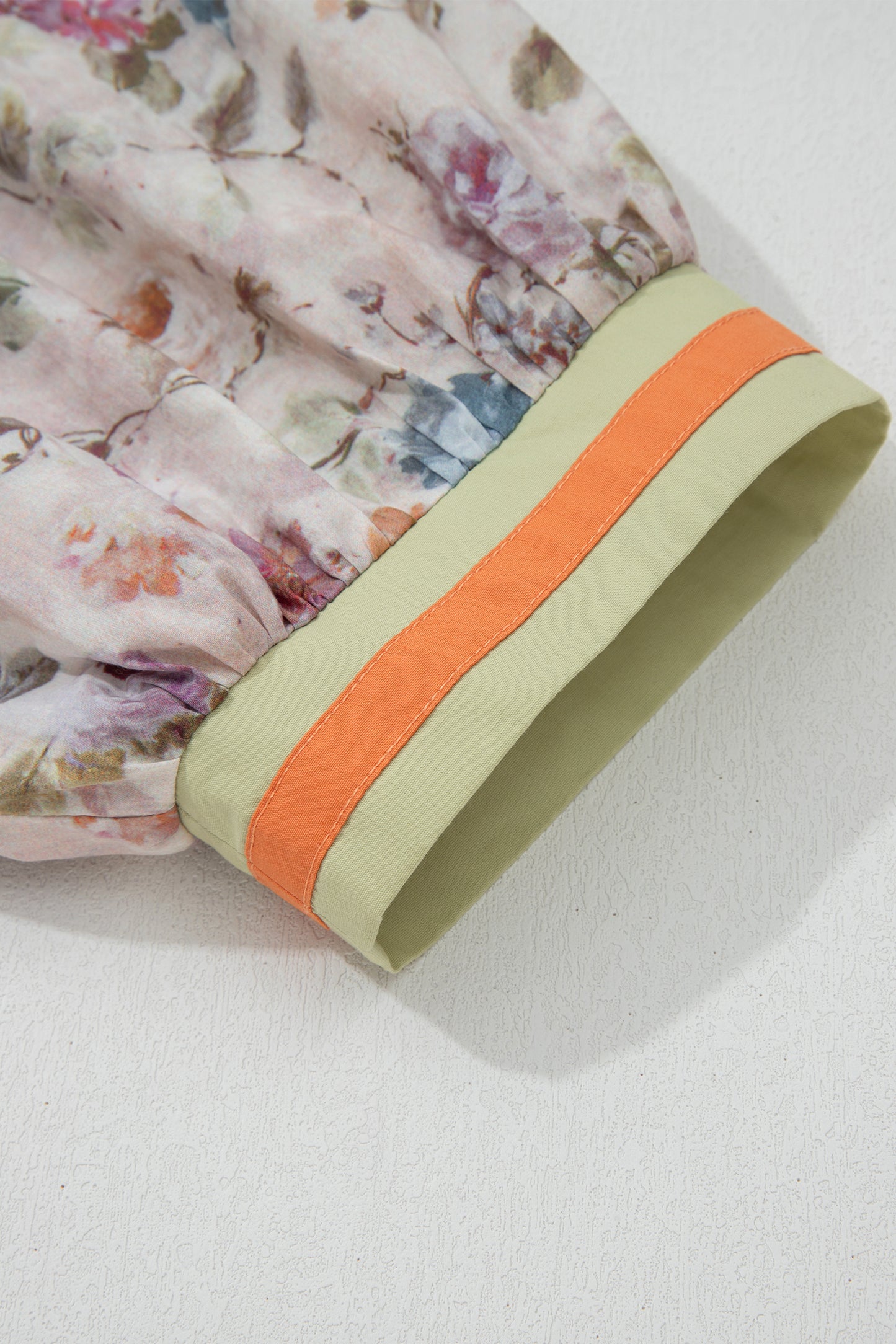 Plus Size Floral Stripe Contrast Trim Babydoll Blouse