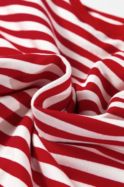 Stripe Lace Trim 3/4 Sleeve Top