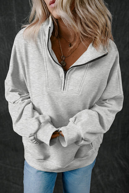 Quarter Zip Kangaroo Pocket Sweatshirt