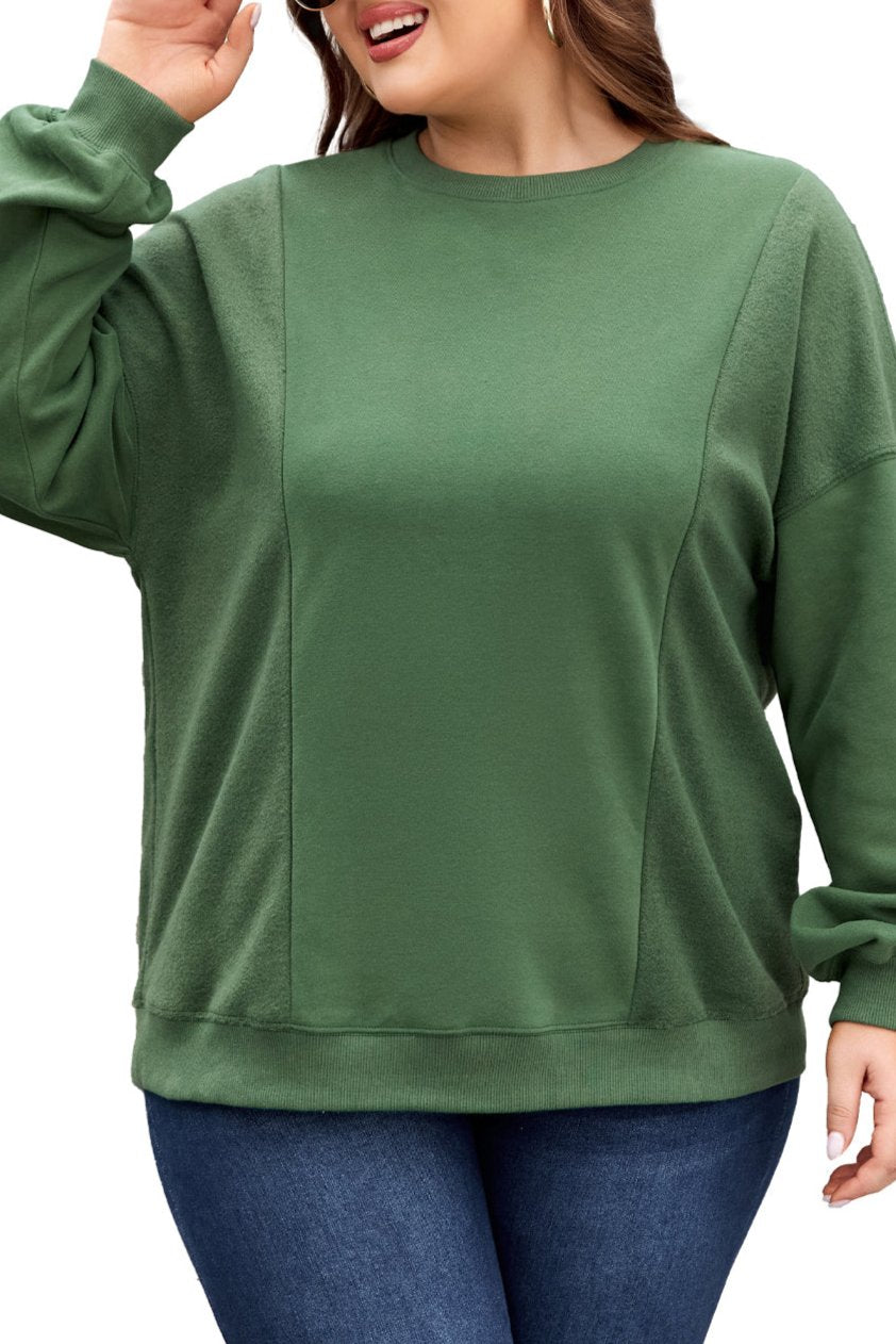 Patchwork Crewneck Sweatshirt Plus Size