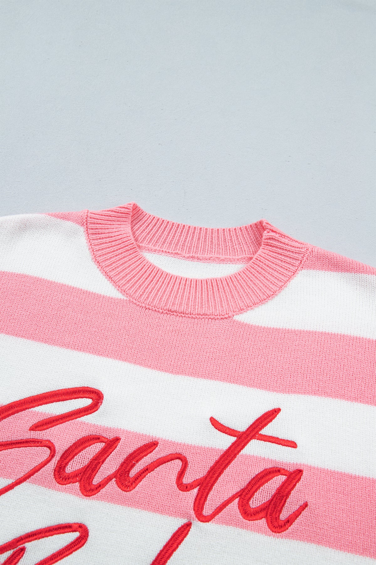 Christmas Santa Baby Embroidered Stripe Sweater