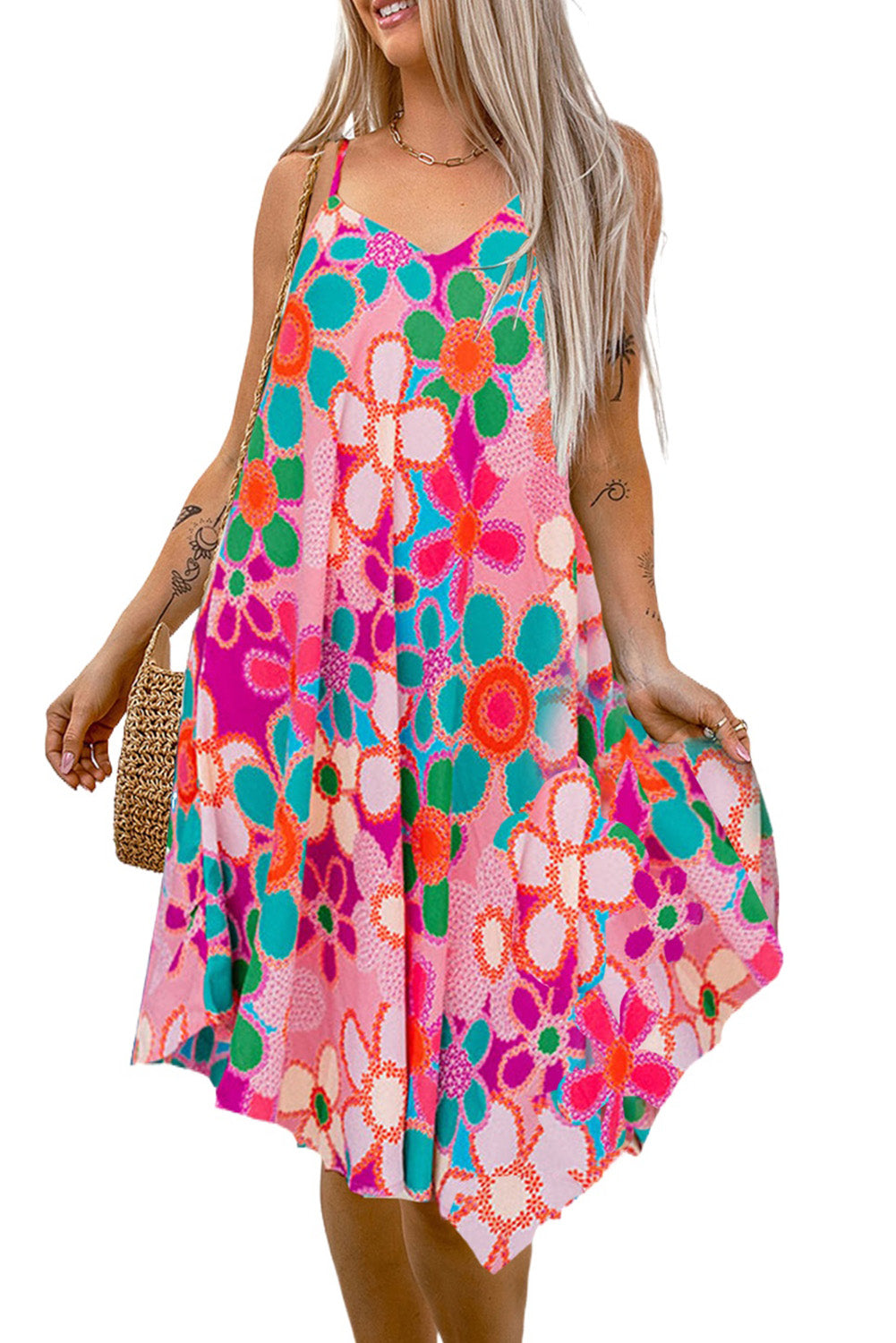 Floral Spaghetti Straps Midi Dress