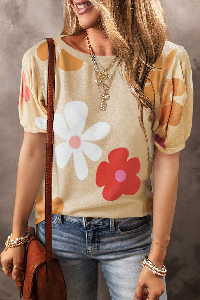 Floral Bubble Sleeve Tee