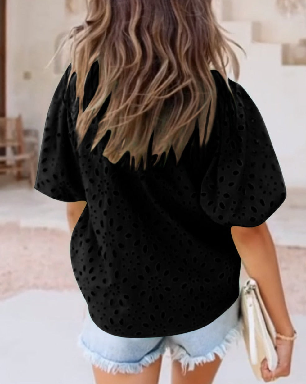 Floral Embroidered Puff Sleeve Blouse