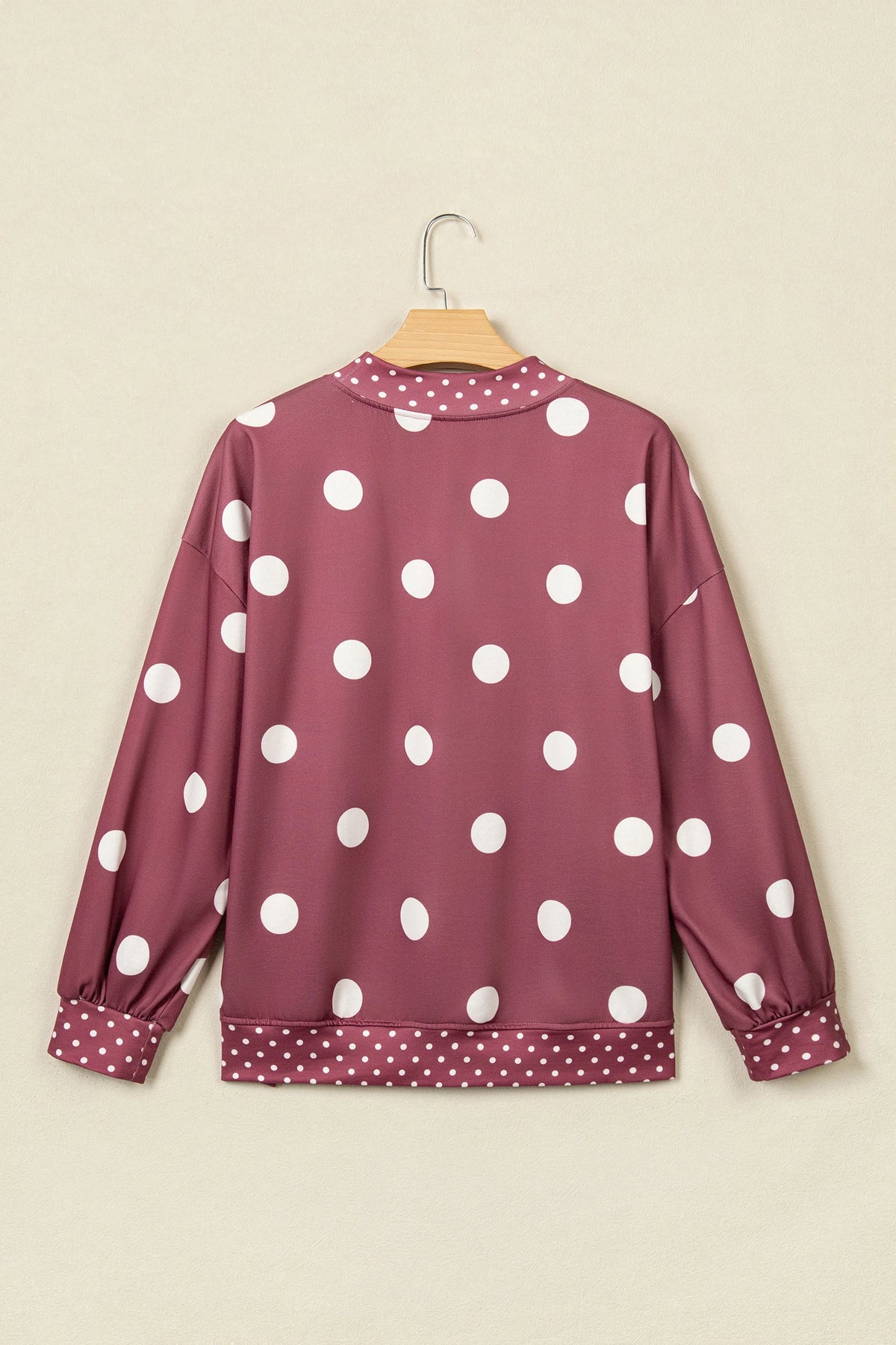 Polka Dot Patchwork Drop Shoulder Oversized Sweatshirt