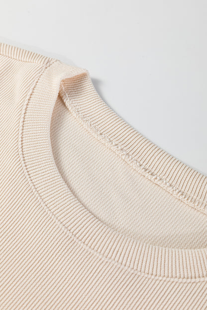 Solid Textured Knit Pullover and Shorts Set