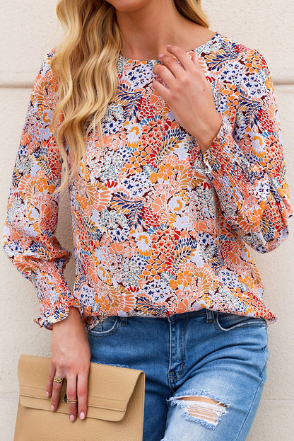 Floral Smocked Long Sleeve Blouse