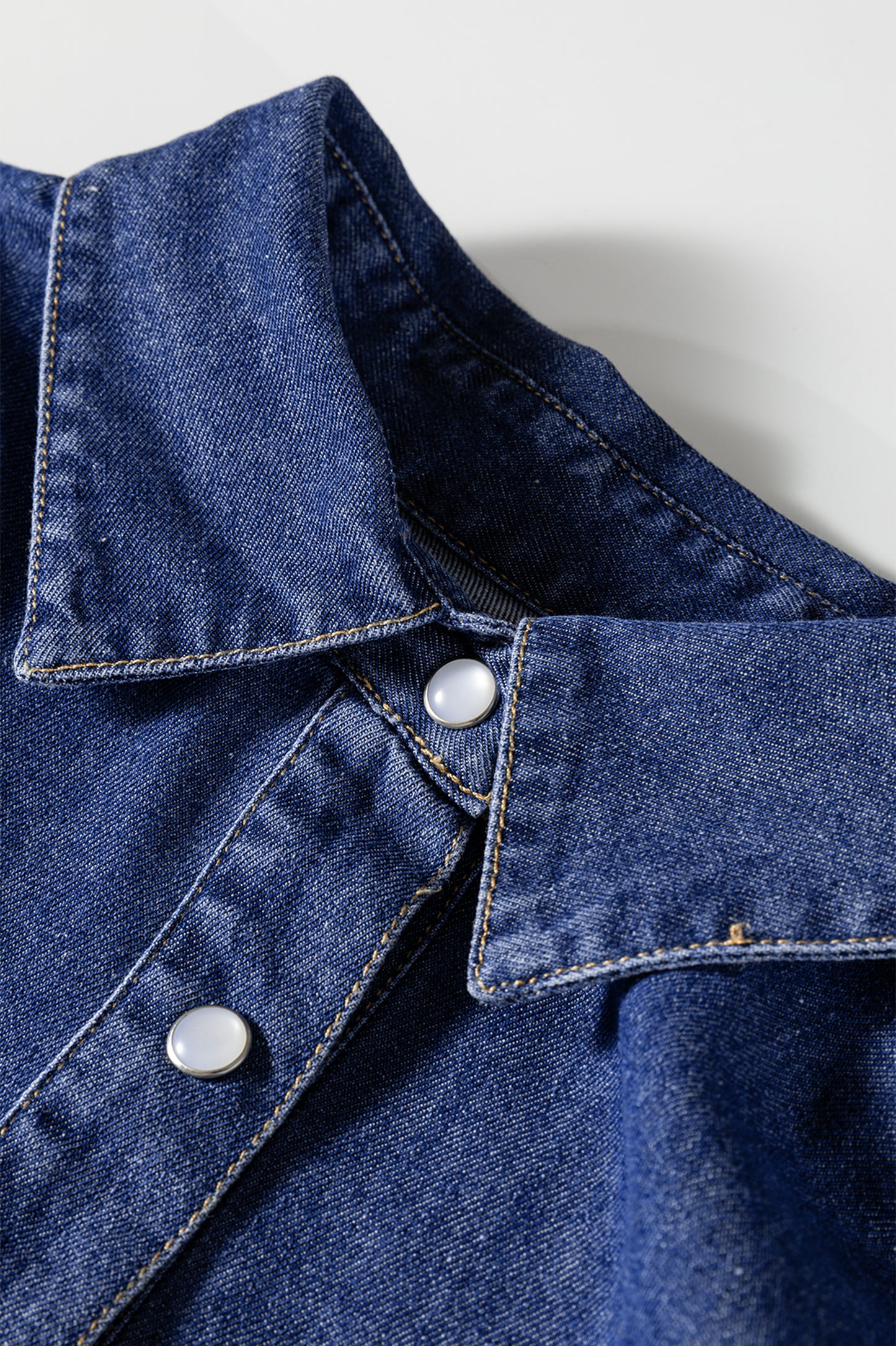 Denim Shirt Collar Long Sleeve Mini Dress