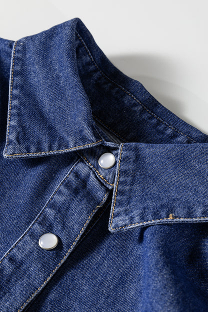 Denim Shirt Collar Long Sleeve Mini Dress